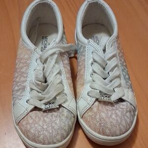 Michael Kors White and Pink Glitter Sneakers